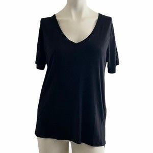 Old Navy Women's Solid Black V Neck Short Sleeve Pullover Top Small